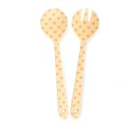 RICE Couverts à salade en mélamine 2 pièces, cuillère à salade et fourchette à salade 29 cm, motif cœur crème rose, sans BPA, passe au lave-vaisselle, couverts de service incassables pour salade