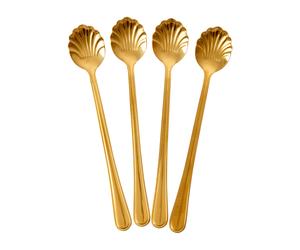 RICE Cuillère à latte Rice Seashell 19 cm Lot de 4 Gold