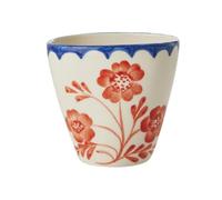 Rice Gobelet ovale en céramique, blanc crème, 0,3 l | Fleur vintage peinte à la main