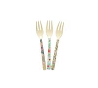 Rice - Lot de 3 fourchettes en mélamine - Motifs floraux - Multicolore - Incassables - Vaisselle de camping - Couverts pour enfants - Sans BPA - Longueur : 14,5 cm