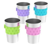 Rich&Ray Lot de 4 gobelets magnétiques pour réfrigérateur, 355 ml, réutilisables en acier inoxydable à suspendre au réfrigérateur avec support en silicone pour refroidisseurs d'eau