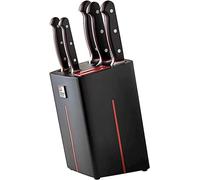 RICHARDSON SHEFFIELD Bloc à couteaux VELOCITY équipé 6 pièces noir/rouge, aiguiseur de couteaux intégré et set de couteaux de haute qualité, manches à triple rivets