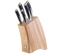 Richardson Sheffield Kyu - Bloc 5 couteaux de cuisine | Bloc 5 couteaux de cuisine avec santoku, Lames CrMoV, Manche ABS soft touch, Noir, lavage à la main
