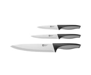Richardson Sheffield - Set 3 couteaux de cuisine : utile, office et chef - Advantage - Acier inoxydable 13 C, Finition Satinée - Noir et Gris