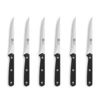 Richardson SHEFFILED - Coffret 6 Couteaux Steak Lame dentée - Cucina - Acier 13 C Finition satinée Manche Pom 3 Rivets - 22 cm (Lame 12 cm) - Noir