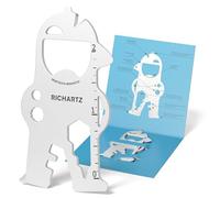RICHARTZ Key Tool Bob Porte-clés multifonction 17 fonctions pratiques en acier inoxydable mat de qualité supérieure avec emballage et description des fonctions