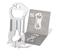 RICHARTZ KEY TOOL work | Porte-clés multi-outil | 16 fonctions pratiques | Acier inoxydable sablé mat | Outil porte-clés avec emballage et description de la fonction