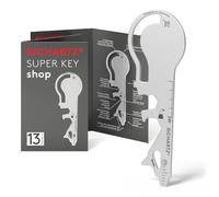 RICHARTZ SUPER KEY shop Porte-clés multi-outils, 13 fonctions pratiques, en acier inoxydable sablé mat, outil porte-clés avec emballage et description de la fonction