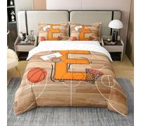richhome Basketball Parure de Lit Garçons Filles Cadeaux D'Inspiration pour L'Amateur De Basket Coton Housse de Couette 140x200cm Respirable Soft Initial E 2 Monogrammed Pièces Bedroom Decor