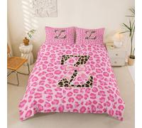richhome Housse de Couette 200x200cm Rose Léopard Imprimer Parure de Lit 3 Pièces Lettre Letter Z Ensembles Housses Couette Gépard Noeud Papillonknot Parure de Lit avec 2 Taies d'oreiller