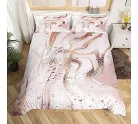 richhome Rose Or marbre Housse de Couette 240x260cm marbre Parure de Lit Enfants Adolescents Or Paillettes Fissures Ligne Ensemble de literie Liquide Art Abstrait Housse de Couette 240x260cm