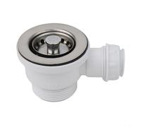 RichVibe Kit de bonde d'évier en acier inoxydable 70 mm avec bride en polypropylène compatible avec ouverture de vidange d'évier de cuisine standard de 47 à 52 mm pour la maison et le jardin