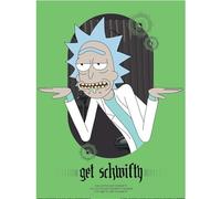 RICK AND MORTY - Poster CLASSRICKAL GET SCHWIFTY (40 cm x 30 cm) (Vert/Bleu/Gris)