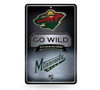 Rico Industries Grande plaque en métal NHL Minnesota Wild 27,9 x 43,2 cm Grande plaque décorative en métal
