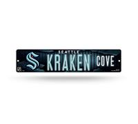 Rico Industries Home Wall Plaque de rue en plastique NHL Seattle Kraken 40,6 cm Couleur de l'équipe 9,5 x 40,6 cm