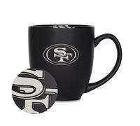 Rico Industries Mug de bistrot noir mat NFL Football San Francisco 49ers Main de 473 ml - pour boissons chaudes ou froides - Logo de l'équipe gravé pour une sensation unique