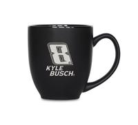 Rico Industries NASCAR Racing Kyle Busch Tasse Bistrot en céramique noire mate gravée au laser pour boissons chaudes ou froides 425 ml