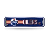 Rico Industries Plaque de rue en métal NHL Edmonton Oilers - 10,2 x 38,1 cm - Décoration d'intérieur - Chambre - Bureau - Man Cave