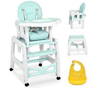 Ricokids Sinco Chaise haute pour enfant - Chaise haute multifonction 5 en 1 - Table + chaise bébé réglable - Fonction bascule - 3 positions d'inclinaison du dossier - Turquoise
