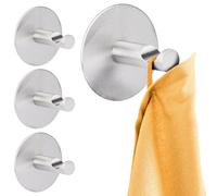 RICOO Crochet Adhésif Mural en Acier Inoxydable Lot de 4, MH016-4 Crochet Autocollant Moderne pour Salle de Bain et Cuisine Patere porte manteau Crocher adhesif pour mur Ø 5x3,8 cm
