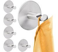 RICOO Crochet Adhésif Mural en Acier Inoxydable Lot de 6, MH016-6 Crochet Autocollant Moderne pour Salle de Bain et Cuisine Patere porte manteau Crocher adhesif pour mur Ø 5x3,8 cm