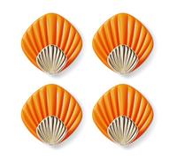 RICOO Crochet Adhésif Mural en forme de coquillage HP004-O Crochet Autocollant Moderne pour Salle de Bain et Cuisine Patere porte manteau Crocher adhesif pour mur Lot de 4, Orange