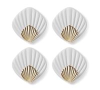 RICOO Crochet Adhésif Mural en forme de coquillage HP004-W Crochet Autocollant Moderne pour Salle de Bain et Cuisine Patere porte manteau Crocher adhesif pour mur Lot de 4, Blanc