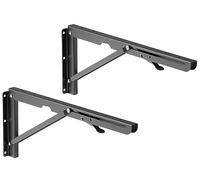 RICOO Equerre Etagere Murale Support Etagere MZ001, Supports d'étagères en Acier Renforcé Idéale pour Etagere Murale Cuisine Charge Robuste Noir - Set de 2