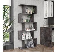 RICOO Étagère Rangement 160 x 70 x 25 cm WM073-BG Meuble bibliotheque Gris béton 5 Cases