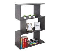 RICOO Étagère Rangement 97 x 70 x 25 cm WM072-BG Meuble bibliotheque Gris béton 3 Cases