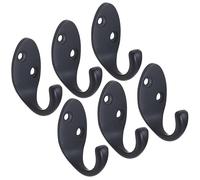 RICOO Patère Murale MH014-B6 - Lot de 6 Crochets de Manteau en Zink Design Moderne - Porte-Manteau Mural pour Salle de Bain Cuisine Entrée - Économie d'Espace Noir