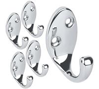 RICOO Patère Murale MH014-S5 - Lot de 5 Crochets de Manteau en Zink Design Moderne - Porte-Manteau Mural pour Salle de Bain Cuisine Entrée - Économie d'Espace Argenté