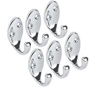 RICOO Patère Murale MH014-S6 - Lot de 6 Crochets de Manteau en Zink Design Moderne - Porte-Manteau Mural pour Salle de Bain Cuisine Entrée - Économie d'Espace Argent