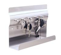 RICOO Porte-Clés Mural avec Rangement MB6001, Porte Clef Mural en Acier Inoxydable Couleur Argent Style Moderne Support pour Clés et Compartiment 30 x 7 x 20 cm