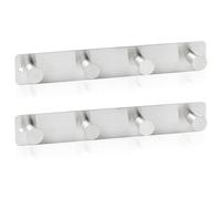 RICOO Porte Manteau Mural en Acier Inoxydable Design Élégant MH025S-4x2, Patère Murale Robuste avec 4 Crochets pour Entrée Salle de Bain Cuisine Argenté Durable et Résistant