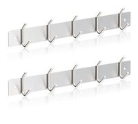 RICOO Porte Manteau Mural en Acier Inoxydable Design Élégant MH028S-5x2, Patère Murale Robuste avec 5 Crochets pour Entrée Salle de Bain Cuisine Argenté Durable et Résistant