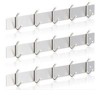 RICOO Porte Manteau Mural en Acier Inoxydable Design Élégant MH028S-5x3, Patère Murale Robuste avec 5 Crochets pour Entrée Salle de Bain Cuisine Argenté Durable et Résistant