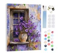 RICUVED Fleurs violettes Peinture par Numéros DIY Kit 20x30cm pour Adultes Enfants avec Cadre en Bois-Paysage DIY Peinture à l'huile par Numéros sur Toile Artisanat avec Pinceaux Peintures Acryliques