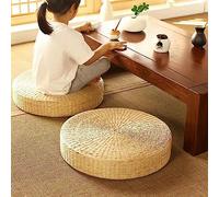 RIDAEX 40 cm * 40 cm Fait à la Main en Paille tissée Ronde Pouf Coussin Plancher Style Japonais Coussin Textile à la Maison