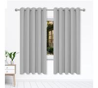 Rideau 100% Occultant/Lot de 1 Rideaux 147 x 194 cm Polyester, 100% Bloquer Lumière Rideaux Anti Froid Design Moderne à Oeillets, Plusieurs Tailles pour Maison Chambre, Gris Clair