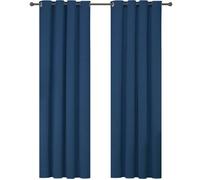 Rideau 100% Occultant Lot De 2 Effet Lin, 140×175cm, Rideaux Thermique Isolant Anti Froid Salon Moderne, Bleu Label