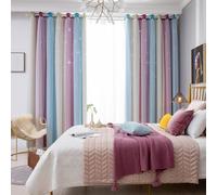 Rideau 2 pièces, dégradé simple, motif étoiles ajourées, double couche, occultant, chambre à coucher, salon, isolation