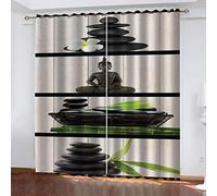Rideau 3D Motif Art Bouddha Zen Lot De 2 Rideaux Occultant Thermiques, Chambre Enfant Bebe Fille Salon Design Moderne 160x200Cm Polyester Fenetres Occultants Isolant