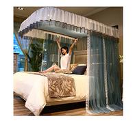 Rideau à baldaquin de Princesse à Volants - Moustiquaire Double Couche Confortable à 3 Ouvertures pour Chambre de Fille ou d'adulte (Couleur : Bleu-1, Taille : 120 x 200 cm)