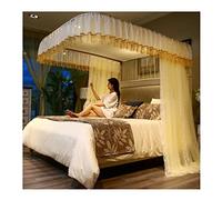 Rideau à baldaquin de Princesse à Volants - Moustiquaire Double Couche Confortable à 3 Ouvertures pour Chambre de Fille ou d'adulte (Couleur : Jaune, Taille : 150 x 200 cm)