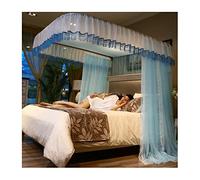 Rideau à baldaquin de Princesse à Volants - Moustiquaire Double Couche Confortable à 3 Ouvertures pour Chambre de Fille ou d'adulte (Couleur : Bleu-2, Taille : 200 x 220 cm)