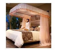 Rideau à baldaquin Princesse à Volants - Moustiquaire Double Couche Confortable à 3 Ouvertures pour Chambre de Fille ou d'adulte (Couleur : Rose, Taille : 200 x 220 cm)