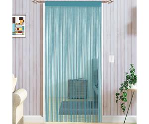 Rideau à cordon, rideau de porte, moustiquaire, rideau de porte-fenêtre, rideau de balcon, rideau de porte-fenêtre, rideau décoratif, séparateur d'espace, moustiquaire, 90 x 200 cm, bleu