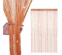 Rideau à fils pailletés - 200 cm x 90 cm - Moustiquaire à franges pour portes, fenêtres et séparateur de pièce - Rideau à pompons spaghetti pour décoration d'intérieur et décoration d'événement