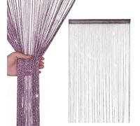 Rideau à fils pailletés - 200 cm x 90 cm - Moustiquaire à franges pour portes, fenêtres et séparateur de pièce - Rideau à pompons spaghetti pour décoration d'intérieur et décoration d'événement